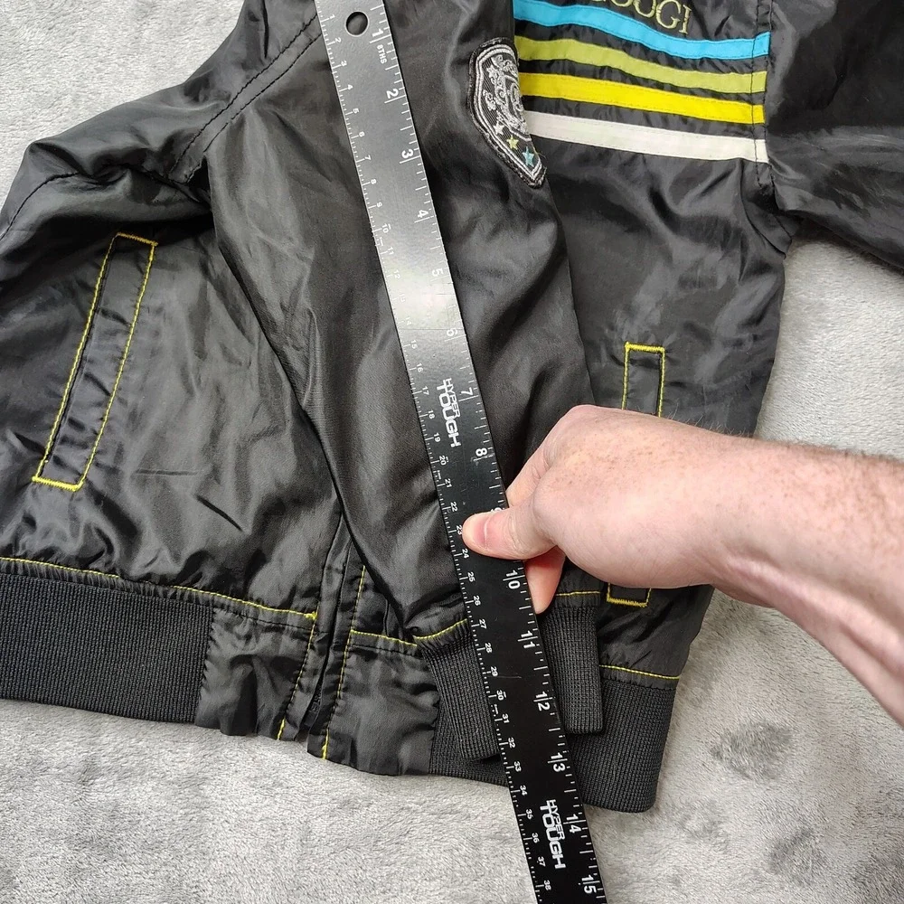 Coogi Striped Windbreaker Jacket Kids‎ 4T Black Multi Full Zip Lightweight Patch